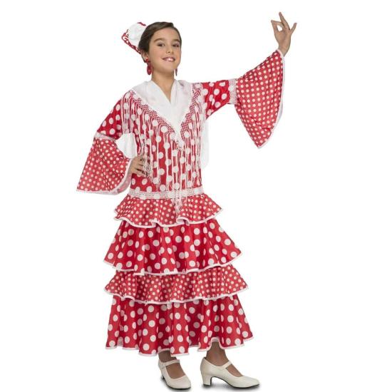 Disfraz Flamenca Sevilla Rojo de Niña Disfraz Flamenca Sevilla Rojo de Niña