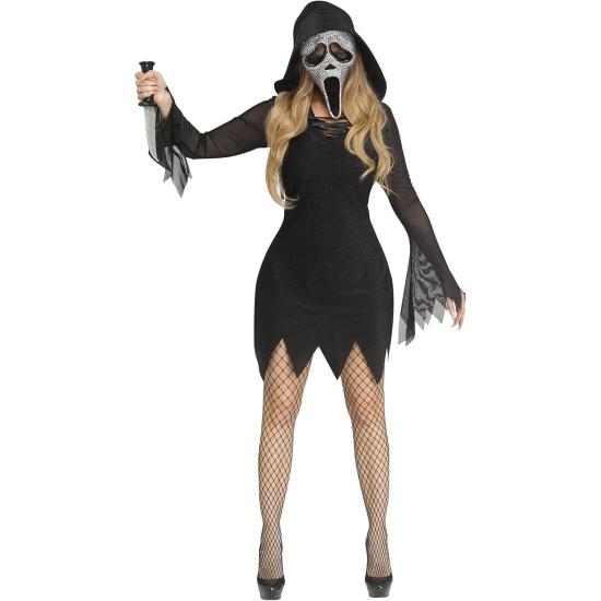 Disfraz Ghost Face Bling Mujer – Terror Brillante y Estilo Deslumbrante Disfraz Ghost Face Bling Mujer – Terror Brillante y Estilo Deslumbrante
