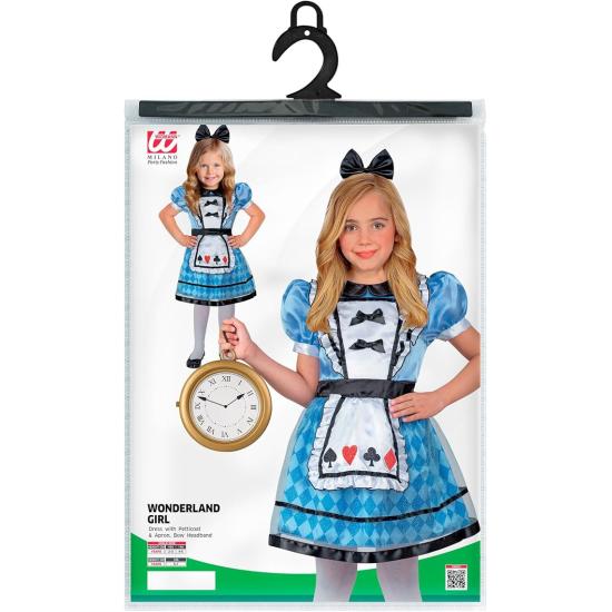 Disfraz Infantil Alicia en el País de las Maravillas (vestido con enagua y delantal + diadema con lazo)