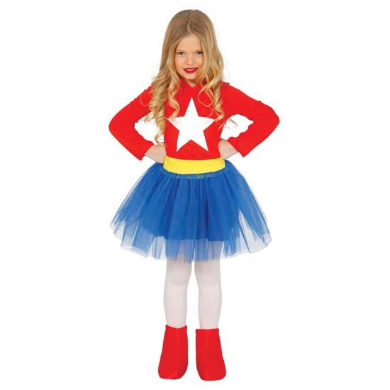 Disfraz Superheroína Americana niña Disfraz Superheroína Americana niña