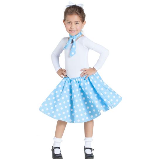 Falda Años 50  Azul con Pañuelo talla Infantil Falda Años 50  Azul con Pañuelo talla Infantil