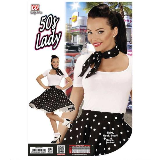 Falda de Lunares Negra de los años 50 con Pañuelo grease talla única Falda de Lunares Negra de los años 50 con Pañuelo grease talla única