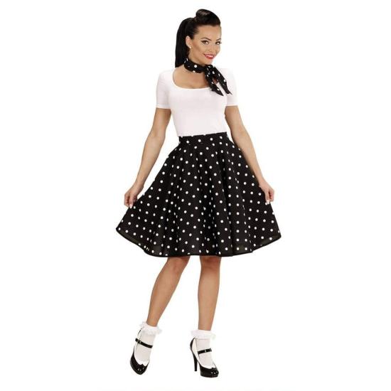 Falda de Lunares Negra de los años 50 con Pañuelo grease talla única Falda de Lunares Negra de los años 50 con Pañuelo grease talla única