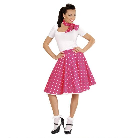 Falda Lunares Rosa de los años 50 con Pañuelo grease talla única Falda Lunares Rosa de los años 50 con Pañuelo grease talla única