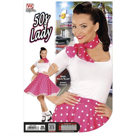 Falda Lunares Rosa de los años 50 con Pañuelo grease talla única Falda Lunares Rosa de los años 50 con Pañuelo grease talla única