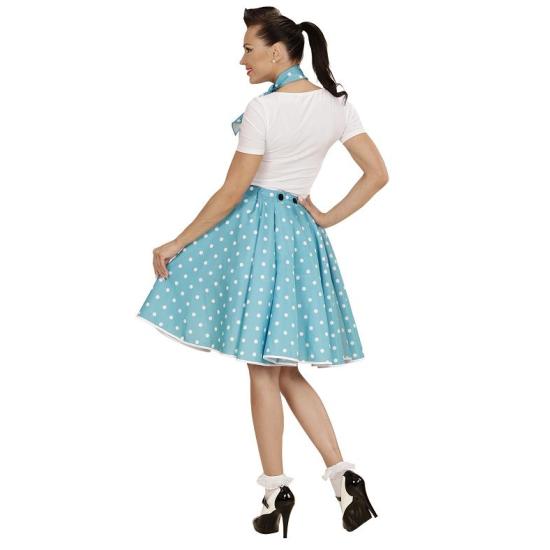 Falda de Lunares Turquesa de los años 50 con Pañuelo Grease Falda de Lunares Turquesa de los años 50 con Pañuelo Grease