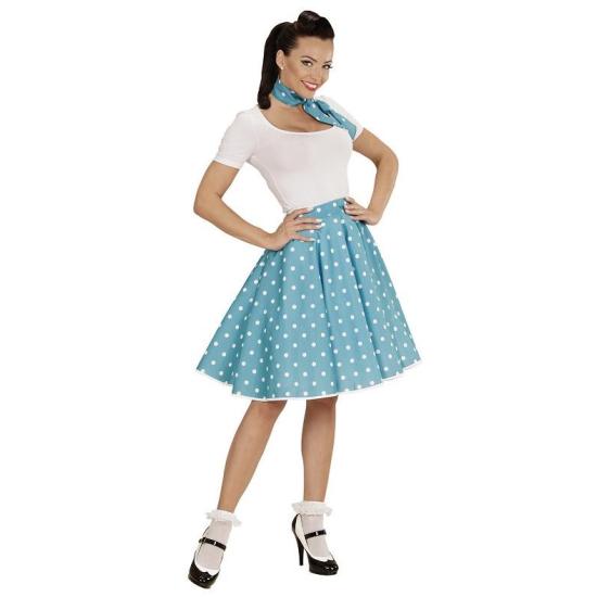 Falda de Lunares Turquesa de los años 50 con Pañuelo Grease Falda de Lunares Turquesa de los años 50 con Pañuelo Grease