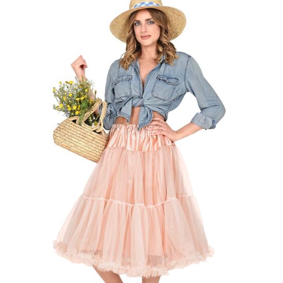 Falda Enagua Tul 65 cms color Rosada antigua Falda Enagua Tul 65 cms color Rosada antigua