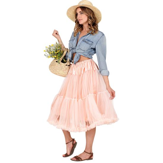 Falda Enagua Tul 65 cms color Rosada antigua Falda Enagua Tul 65 cms color Rosada antigua