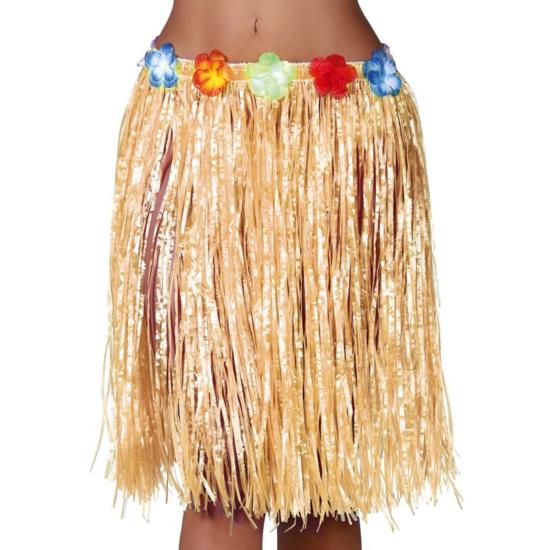 Falda Hawaiana Flores 55 cms  Paja Falda Hawaiana Flores 55 cms  Paja