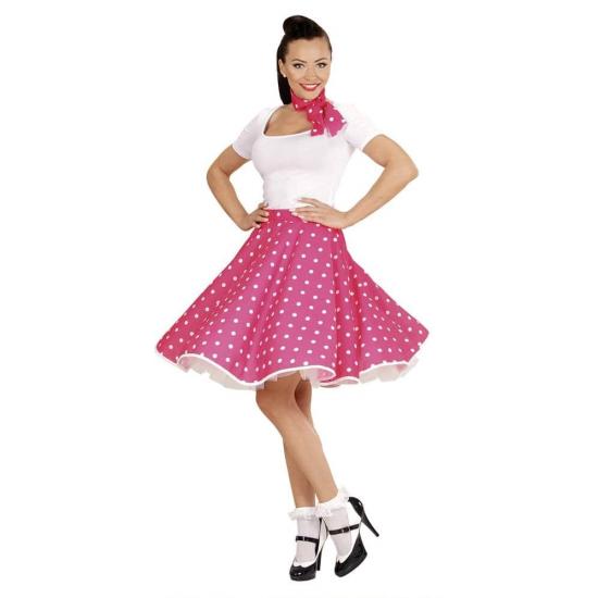 Falda Lunares Rosa de los años 50 con Pañuelo grease talla única Falda Lunares Rosa de los años 50 con Pañuelo grease talla única