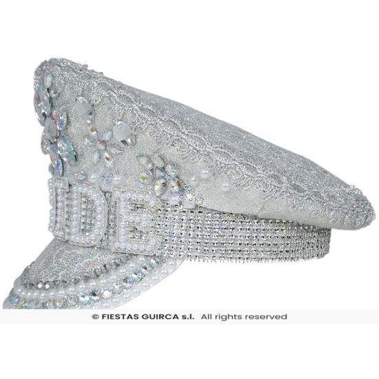 Gorra de Bride Plata con Pedrería (Talla Única) Gorra de Bride Plata con Pedrería (Talla Única)