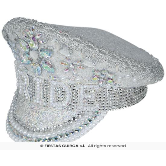 Gorra de Bride Plata con Pedrería (Talla Única) Gorra de Bride Plata con Pedrería (Talla Única)