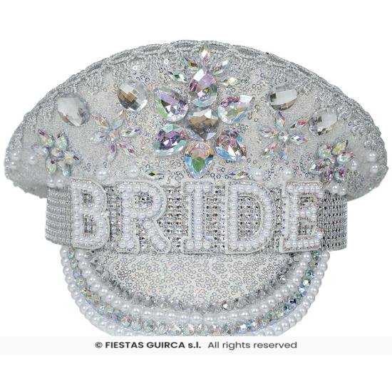 Gorra de Bride Plata con Pedrería (Talla Única) Gorra de Bride Plata con Pedrería (Talla Única)