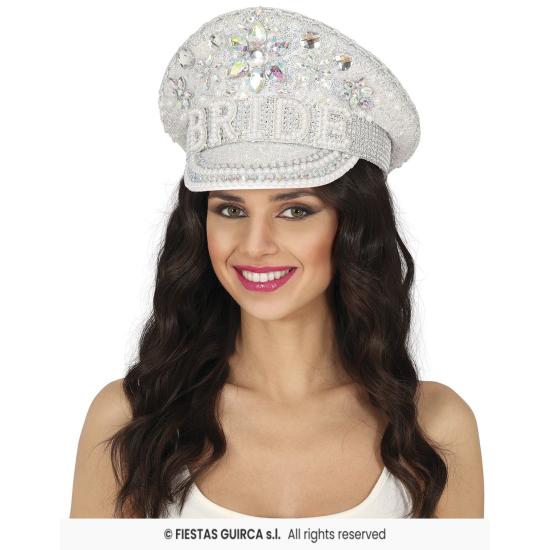 Gorra de Bride Plata con Pedrería (Talla Única) Gorra de Bride Plata con Pedrería (Talla Única)