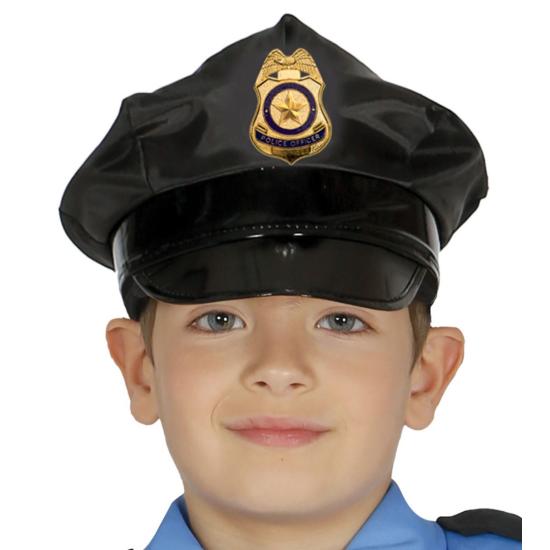 Gorra de policía negro infantil^ Gorra de policía negro infantil^
