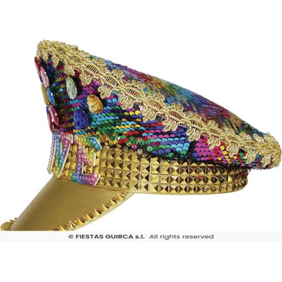 Gorra de Policía Oro Love con Pedrería (Talla Única) Gorra de Policía Oro Love con Pedrería (Talla Única)