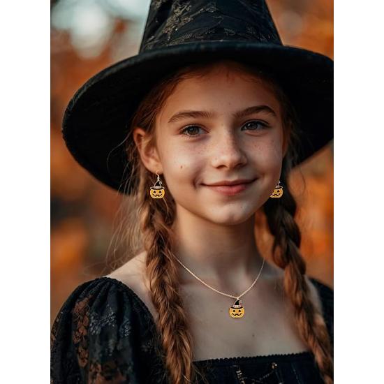 Kit de Pendientes y Collar de Calabaza para Halloween Kit de Pendientes y Collar de Calabaza para Halloween