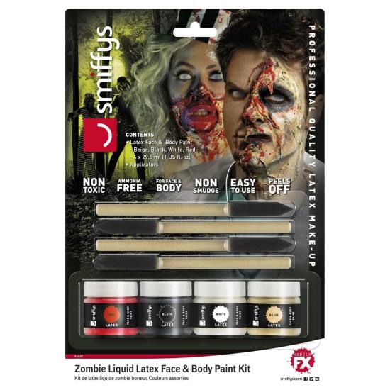 Kit zombi terrorífico con látex líquido Lujo Kit zombi terrorífico con látex líquido Lujo