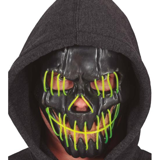 Mascara negra sonrriente con luz, pvc Mascara negra sonrriente con luz, pvc