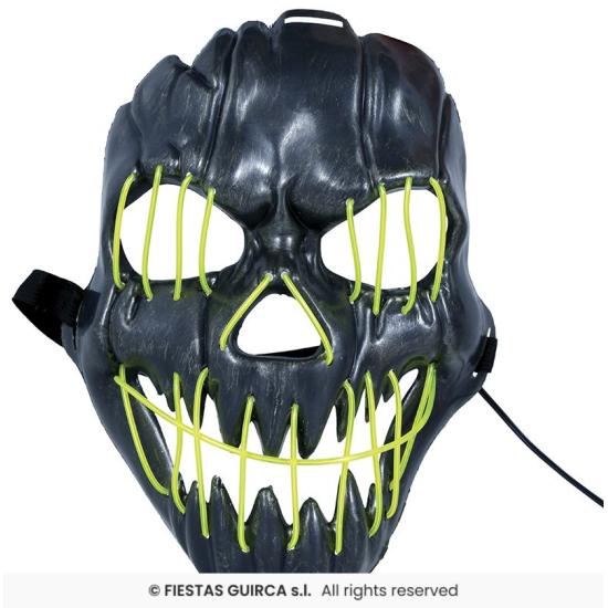 Mascara negra sonrriente con luz, pvc Mascara negra sonrriente con luz, pvc