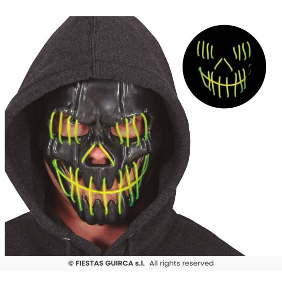 Mascara negra sonrriente con luz, pvc Mascara negra sonrriente con luz, pvc