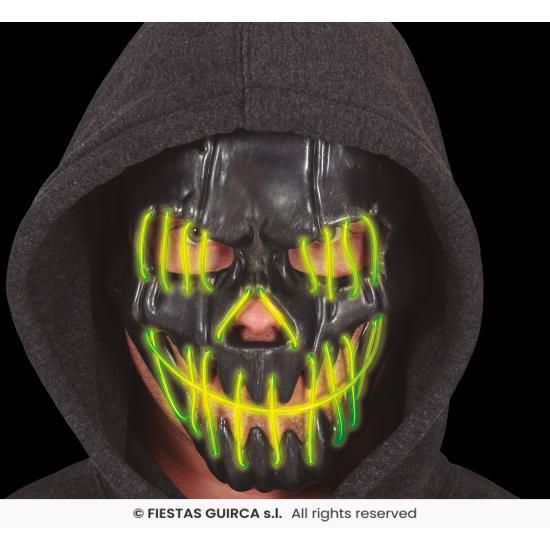 Mascara negra sonrriente con luz, pvc Mascara negra sonrriente con luz, pvc