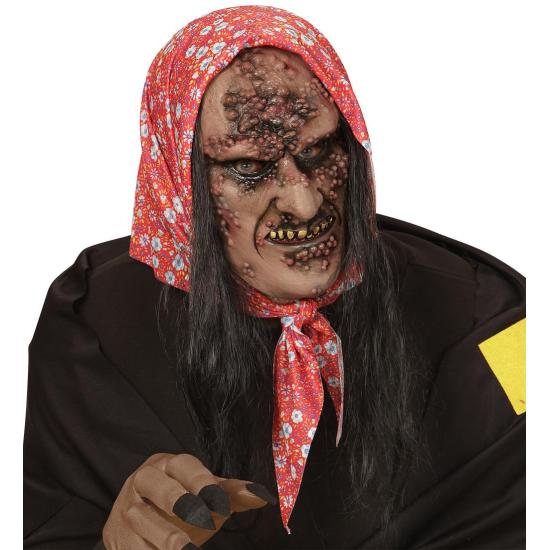 Media Máscara con Cabello Zombie  Bruja Media Máscara con Cabello Zombie  Bruja