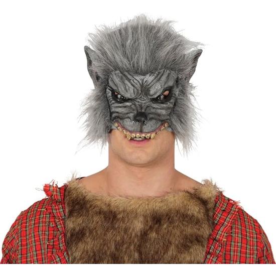 Media máscara de hombre lobo con colmillos ensangrentados Media máscara de hombre lobo con colmillos ensangrentados