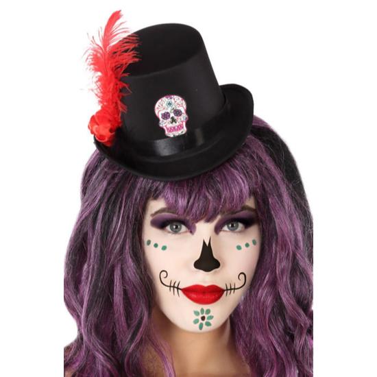 Mini sombrero Gótico con calavera y pluma Mini sombrero Gótico con calavera y pluma