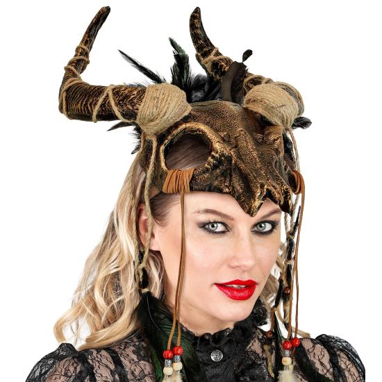 Máscara Calavera de Toro Chamán con Plumas Máscara Calavera de Toro Chamán con Plumas