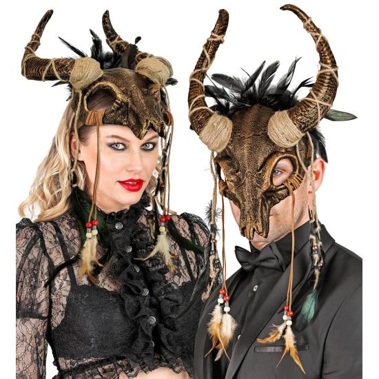 Máscara Calavera de Toro Chamán con Plumas Máscara Calavera de Toro Chamán con Plumas