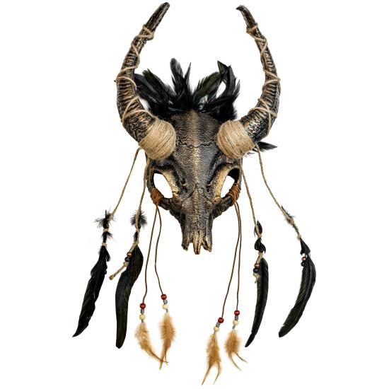 Máscara Calavera de Toro Chamán con Plumas Máscara Calavera de Toro Chamán con Plumas
