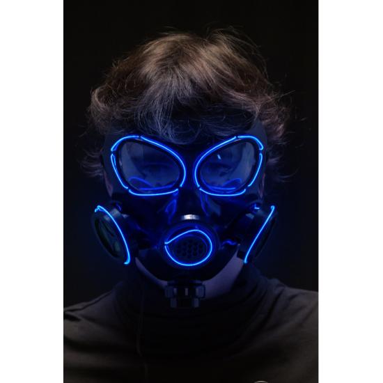 Máscara de gas con adornos luminosos (pilas no incluidas) en bolsa con solapa de cartón Máscara de gas con adornos luminosos (pilas no incluidas) en bolsa con solapa de cartón