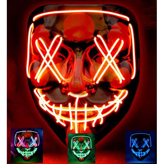 Máscara LED aterradora, cara brillante, psicópata, demonio, Halloween Máscara LED aterradora, cara brillante, psicópata, demonio, Halloween