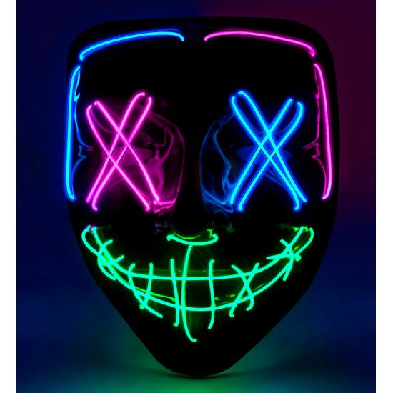 Máscara LED aterradora, cara brillante, psicópata, demonio, Halloween Máscara LED aterradora, cara brillante, psicópata, demonio, Halloween