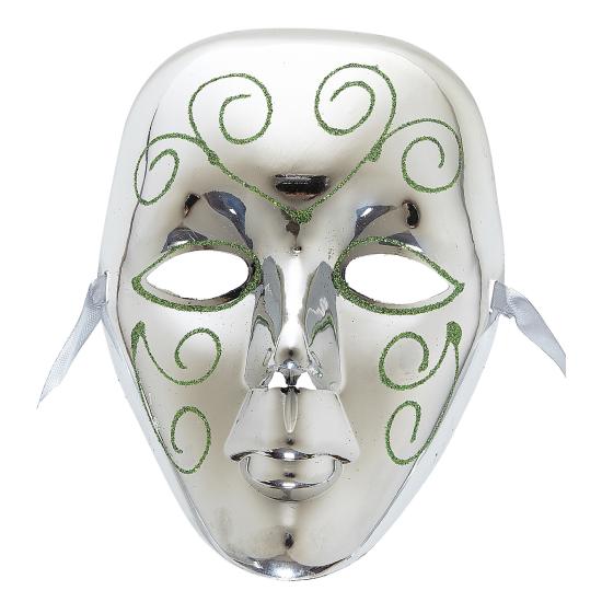 Máscara Plateada con Glitter Verde Máscara Plateada con Glitter Verde