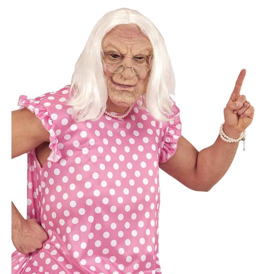 Máscara disfraz Vieja con Peluca. Máscara disfraz Vieja con Peluca.