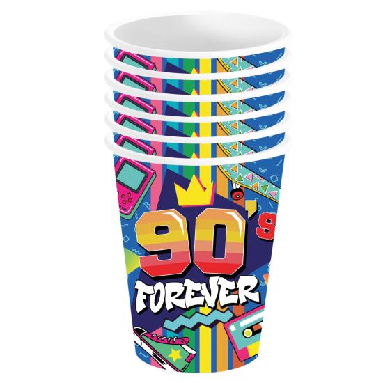 Pack 6 Vasos años 90 240 ml 9 cms Pack 6 Vasos años 90 240 ml 9 cms