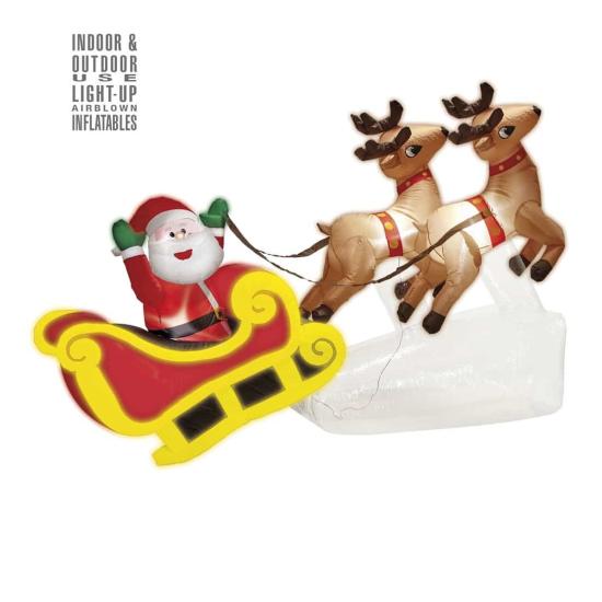 Papá Noel Hinchable con 2 Renos Luminoso 210 cm Papá Noel Hinchable con 2 Renos Luminoso 210 cm