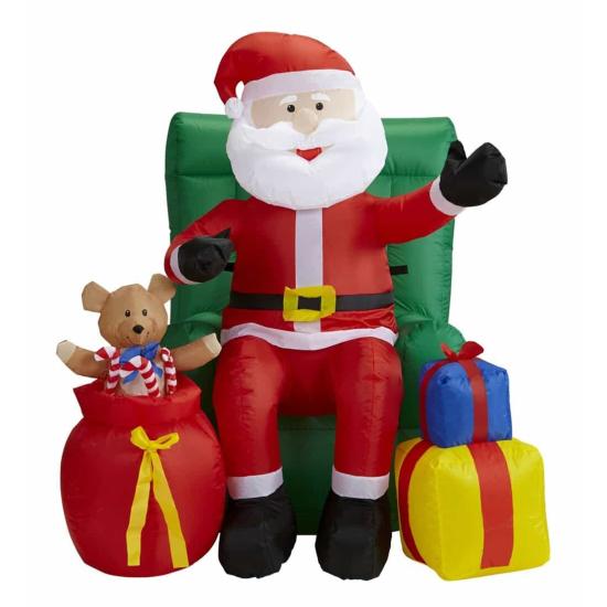 Papá Noel Sentado Hinchable Luz y Movimiento 122 cms Papá Noel Sentado Hinchable Luz y Movimiento 122 cms