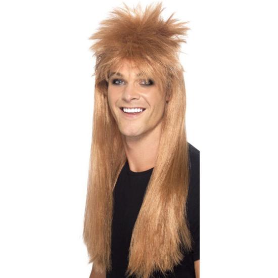 Peluca  Roquero de los 80 marrón Peluca  Roquero de los 80 marrón