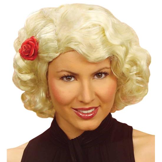 Peluca Años 20 con Flor Rubia.. Peluca Años 20 con Flor Rubia..