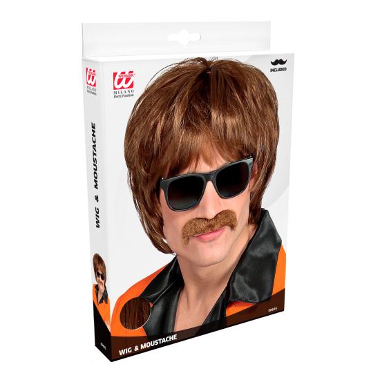 Peluca años 60 con bigote – Estilo retro para disfraces originales | Widmann Peluca años 60 con bigote – Estilo retro para disfraces originales | Widmann