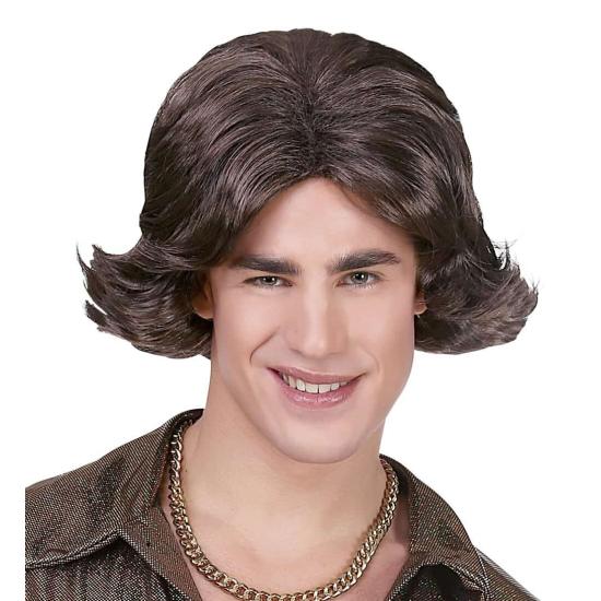 Peluca años 70 Disco color Castaña. Peluca años 70 Disco color Castaña.