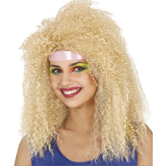 Peluca años 80 Rizos Rubia adulta Peluca años 80 Rizos Rubia adulta