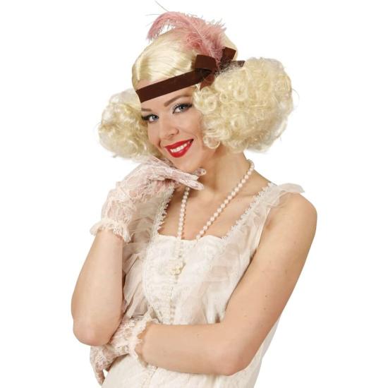 Peluca Burlesque Rubia decorada  cinta y pluma Peluca Burlesque Rubia decorada  cinta y pluma