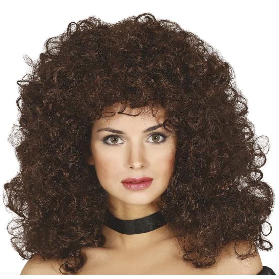 Peluca Castaña de Melena con Rizos para Adulto Peluca Castaña de Melena con Rizos para Adulto