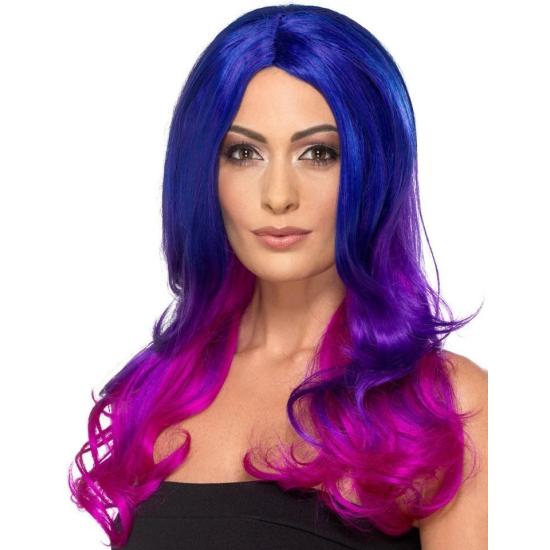 Peluca color degradado de moda azul y rosa Peluca color degradado de moda azul y rosa
