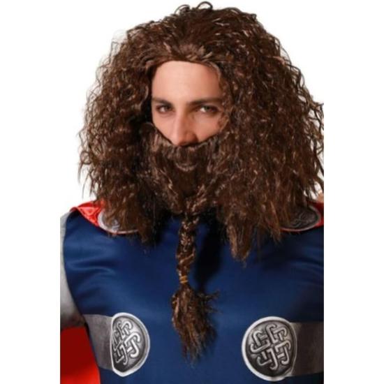 Peluca con barba Vikingo Castaño Peluca con barba Vikingo Castaño